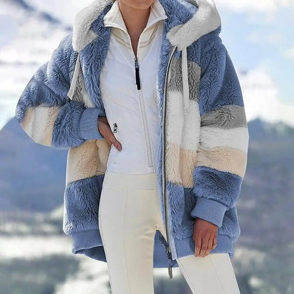 Women Warm Plush Jackets Fall Winter Faux Fur Patchwork Oversize Zipper Outwear Ladies Elegant Loose Fleece Hooded Coat Jacket
Women Warm Plush Jackets Fall Winter Faux Fur Patchwork Oversize Zipper Outwear Ladies Elegant Loose Fleece Hooded Coat Jacket