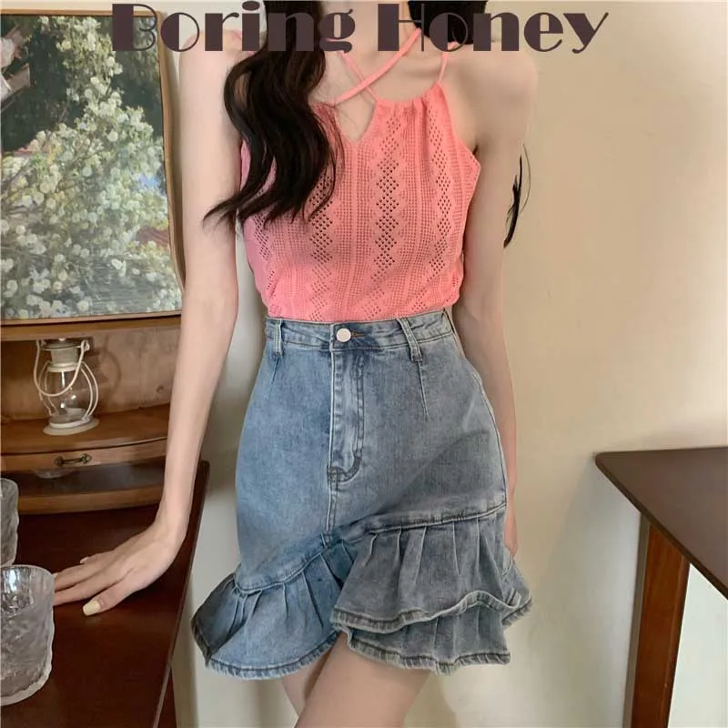 Boring Honey Crop Top Women Sexy Halter Hollow Out Knitting Summer Clothes For Women Slim Basic Shirt All-Match Sleeveless Tops
Boring Honey Crop Top Women Sexy Halter Hollow Out Knitting Summer Clothes For Women Slim Basic Shirt All-Match Sleeveless Tops