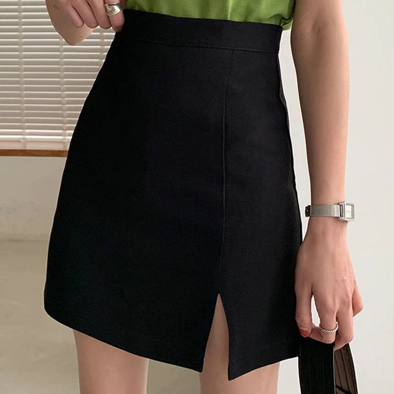 Skirts Women Solid Mini Slim Black Side-slit Sexy All-match Fashionable Elegant Simple Female Chic Streetwear A-line Above Knee
Skirts Women Solid Mini Slim Black Side-slit Sexy All-match Fashionable Elegant Simple Female Chic Streetwear A-line Above Knee