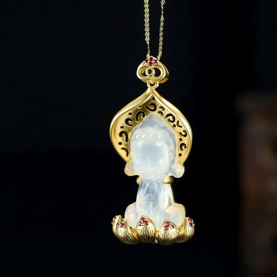 24k Real Gold Plated Copper White Jades Baby Buddha Pendant Necklace Men Women Feng Shui Charm Buddhist Lucky Amulet Necklaces
24k Real Gold Plated Copper White Jades Baby Buddha Pendant Necklace Men Women Feng Shui Charm Buddhist Lucky Amulet Necklaces