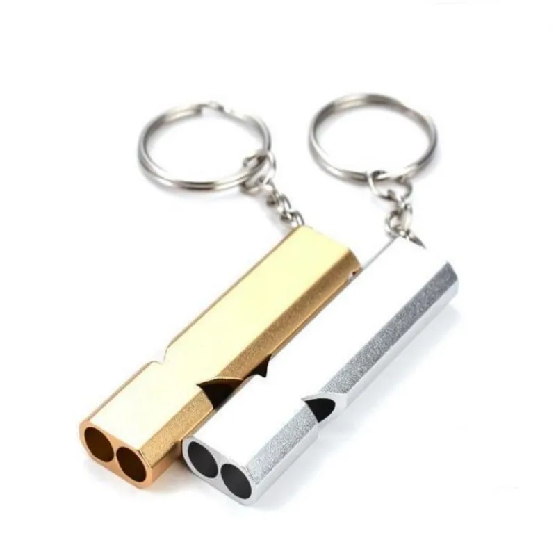 High Decibel Survival Whistle Aluminium Alloy Outdoor Dual Hole Survival Self-Rescue Tool Cheerleading Multifunctional Whistle
High Decibel Survival Whistle Aluminium Alloy Outdoor Dual Hole Survival Self-Rescue Tool Cheerleading Multifunctional Whistle