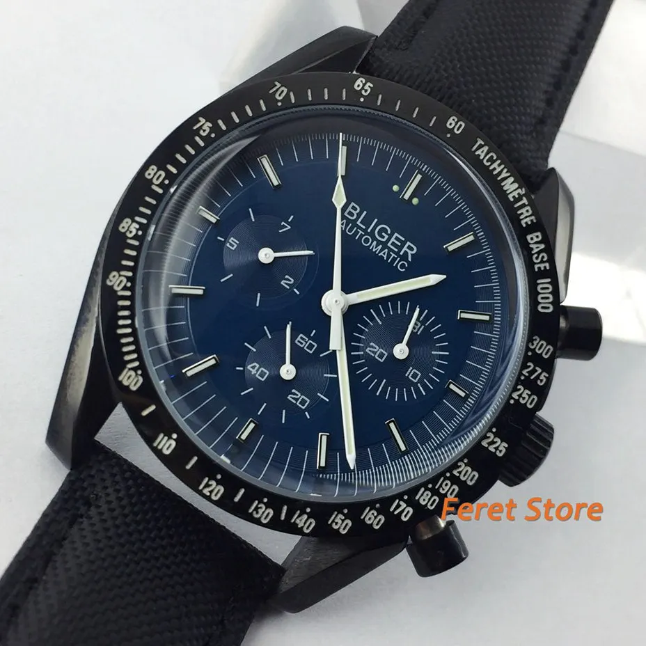 BLIGER 40mm Top Fashion Automatic mechanical movement Watch Men's Watch With Date And Week Black Case Wristwatch
BLIGER 40mm Top Fashion Automatic mechanical movement Watch Men's Watch With Date And Week Black Case Wristwatch