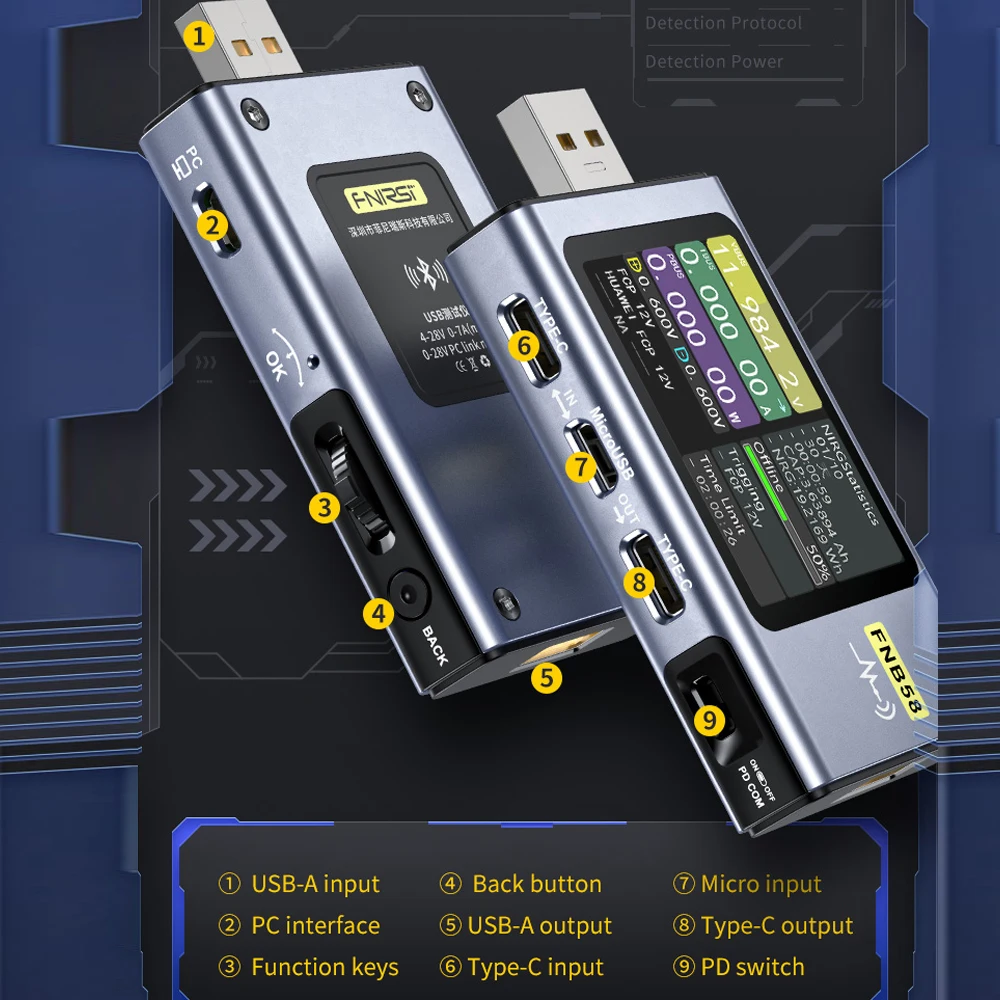 Портативный USB-тестер, цифровой вольтметр, амперметр, быстрая зарядка мобильного телефона, тестер емкости обнаружения протокола
Портативный USB-тестер, цифровой вольтметр, амперметр, быстрая зарядка мобильного телефона, тестер емкости обнаружения протокола
