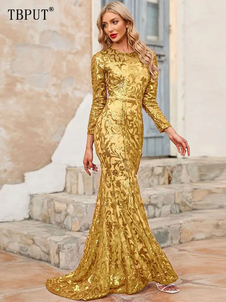 Fashion Solid Women's Dress Formal Wear Sexy Round Neck Long Sleeve High Waist Robes 2023 New Ladies Party Evening Dresses 
Fashion Solid Women's Dress Formal Wear Sexy Round Neck Long Sleeve High Waist Robes 2023 New Ladies Party Evening Dresses