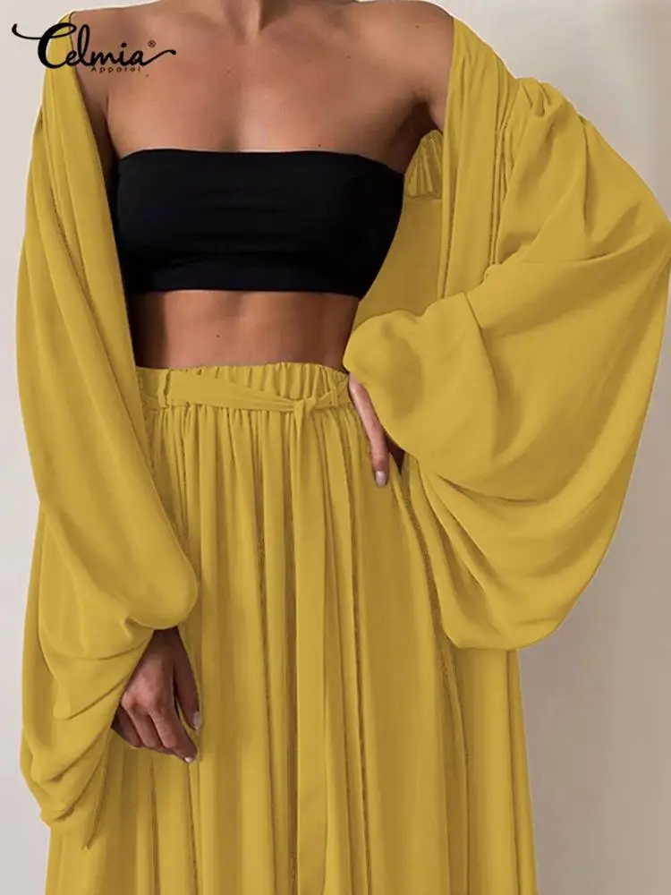 Celmia Summer Pant Sets 2022 Women Casual Loose Long Puff Sleeve Cardigan Kimono Elastic Waist Pant Suits Oversized 2 PCS Sets
Celmia Summer Pant Sets 2022 Women Casual Loose Long Puff Sleeve Cardigan Kimono Elastic Waist Pant Suits Oversized 2 PCS Sets