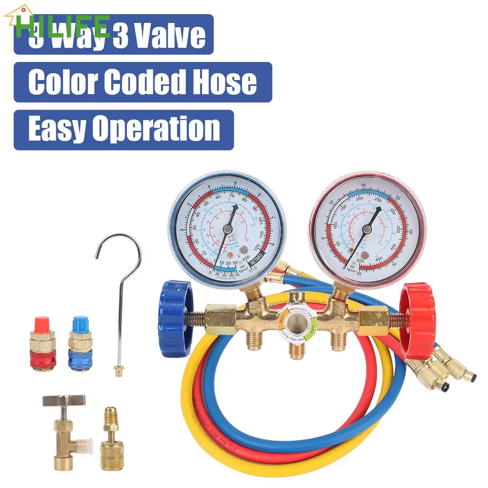 Air Condition Refrigeration Recharge Fit for R12 R22 R404A R134A Refrigerant Manifold Gauge Set 3 Way
Air Condition Refrigeration Recharge Fit for R12 R22 R404A R134A Refrigerant Manifold Gauge Set 3 Way