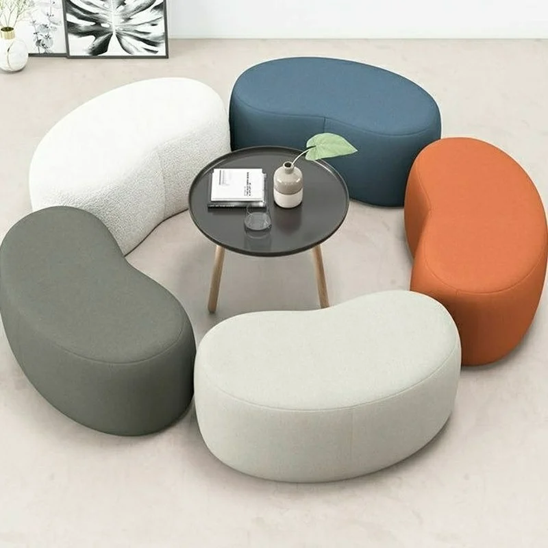 

Nordic Tech Cloth Stool Living Room Sofa Side Stool Cute moon shape Bench Makeup Stool Shoe Changing Stool Muebles 스툴 стулья