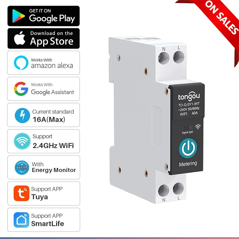 16A Tuya Wifi Smart Switch Wireless Timing Circuit Breaker Smart Life Control 1P Din Rail Relay Works With Alexa Google Home
16A Tuya Wifi Smart Switch Wireless Timing Circuit Breaker Smart Life Control 1P Din Rail Relay Works With Alexa Google Home