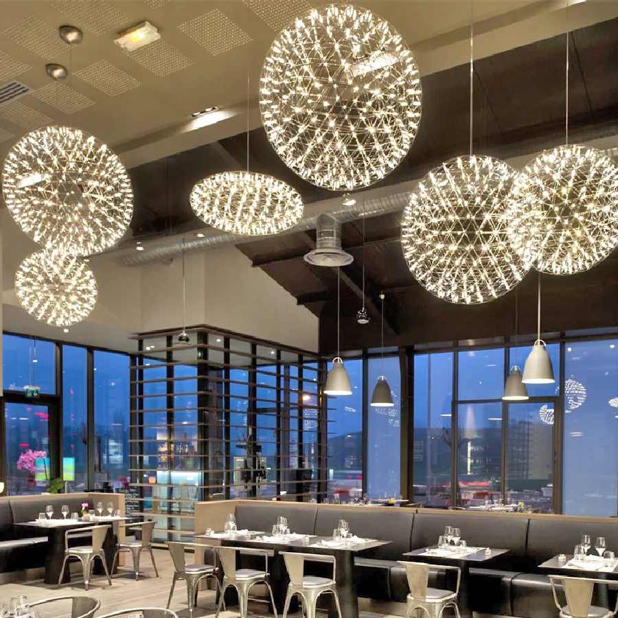 Firework Spark Ball LED Pendant Light Modern Stainless Steel Hanging Lamps Home Decor Chandelier Lighting AC110-240V Input
Firework Spark Ball LED Pendant Light Modern Stainless Steel Hanging Lamps Home Decor Chandelier Lighting AC110-240V Input