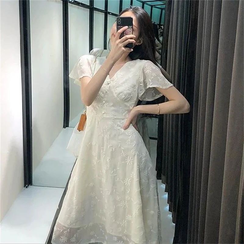 Summer White Dresses For Women Clothes 2023 New Elegant Sweet V-neck Short Sleeve Bellflower Party Chiffon Dress f527
Summer White Dresses For Women Clothes 2023 New Elegant Sweet V-neck Short Sleeve Bellflower Party Chiffon Dress f527