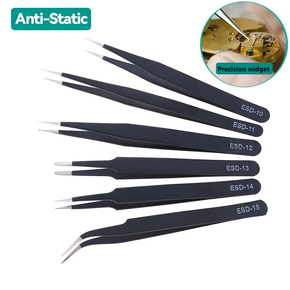 2Pcs/Set Stainless Steel Tweezers ESD Anti-Static Stainless Steel Tweezer Set Precision Industrial Repair Tool Model Making Tool
2Pcs/Set Stainless Steel Tweezers ESD Anti-Static Stainless Steel Tweezer Set Precision Industrial Repair Tool Model Making Tool