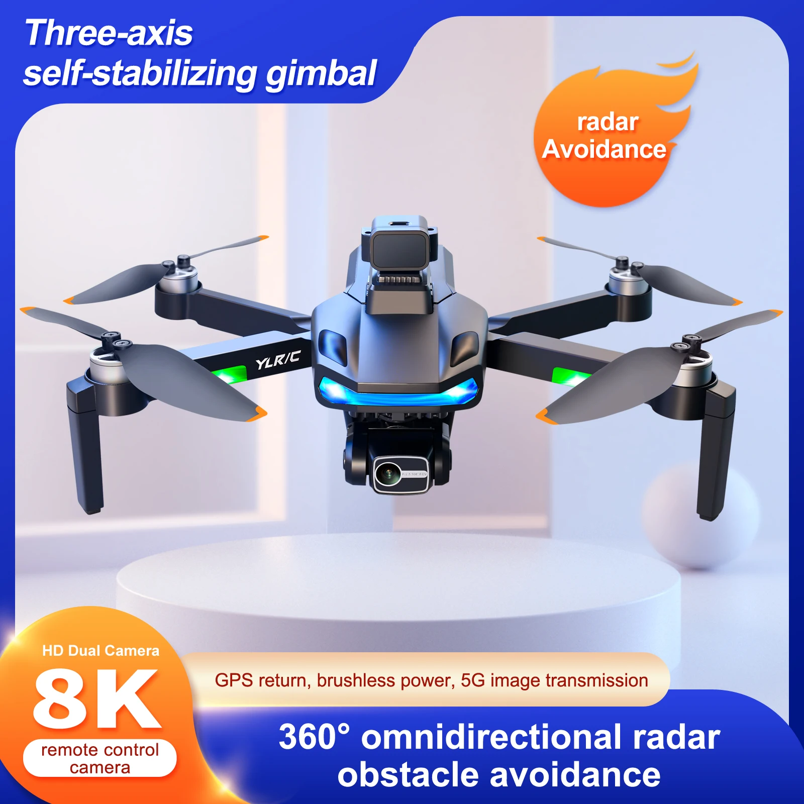

Drone 8K Profesional GPS ESC 3KM WIFI 3-Axis Gimbal HD Camera Helicopter Brushless Motor Dron FPV RC Quadcopter Aircraft Drones