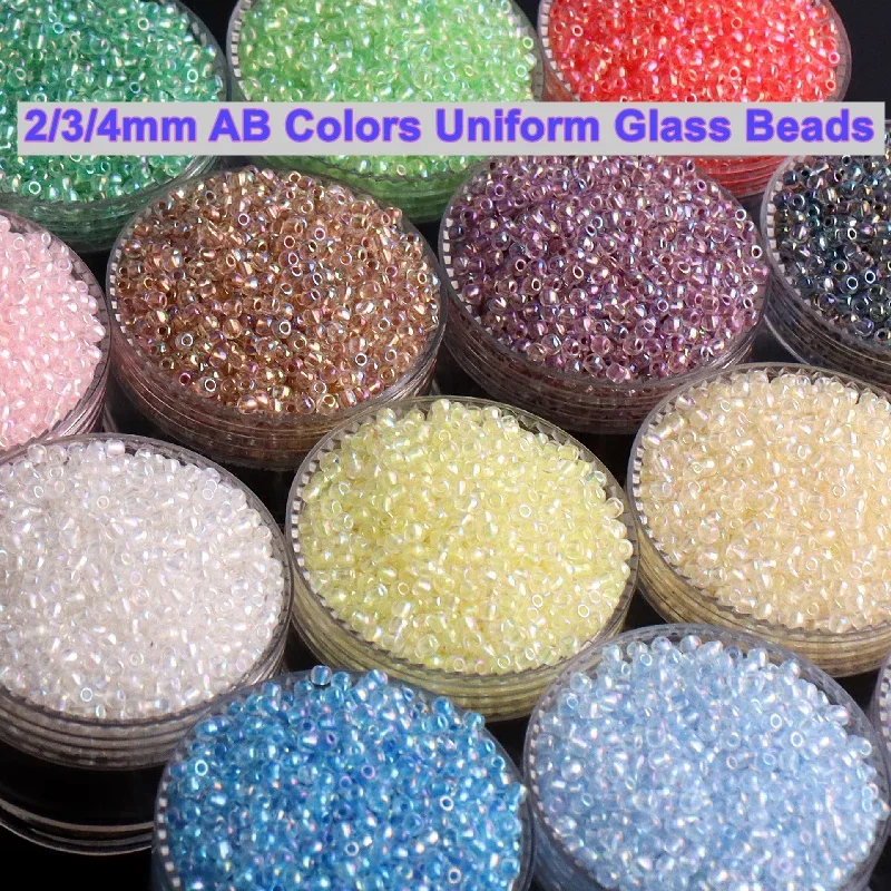 

2/3/4mm Uniform AB Inside Dyed Colors Glass Seedbeads Czech Round Spacer Beads For DIY Jewelry Bracelet Making Accessories