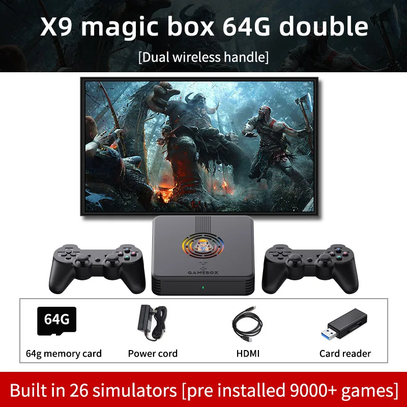 X9 TV game console 3D open source box PS1 HD 4K wireless joystick PSP God of War N64 Tekken NBA2K 
X9 TV game console 3D open source box PS1 HD 4K wireless joystick PSP God of War N64 Tekken NBA2K