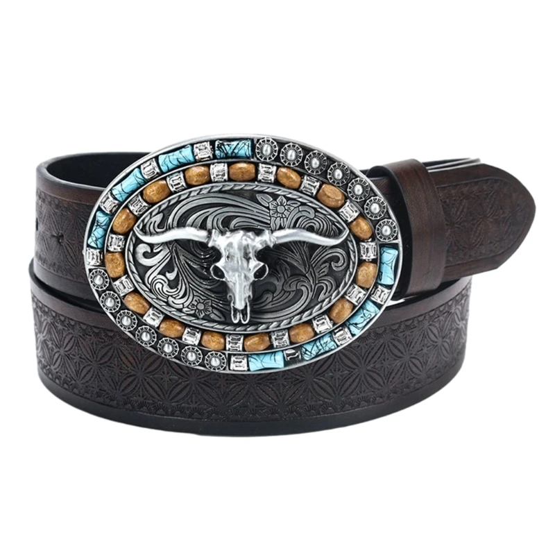 Adjustable Buckle Relief Bull Head Belt Fashion All-Match Ethnic Style Belt Teens Man Waist Belt Wear-Resistant 
Adjustable Buckle Relief Bull Head Belt Fashion All-Match Ethnic Style Belt Teens Man Waist Belt Wear-Resistant