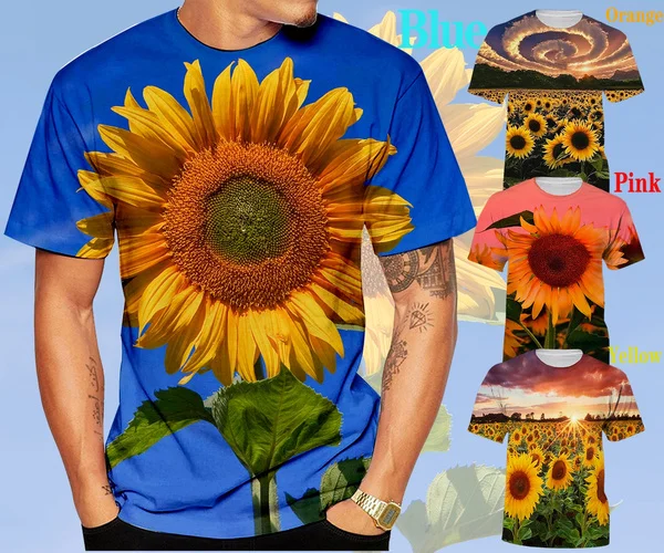 2021 Summer New Fashion Sunflower 3D Men's Printed T-shirt (Unisex) Short Sleeve Top
2021 Summer New Fashion Sunflower 3D Men's Printed T-shirt (Unisex) Short Sleeve Top