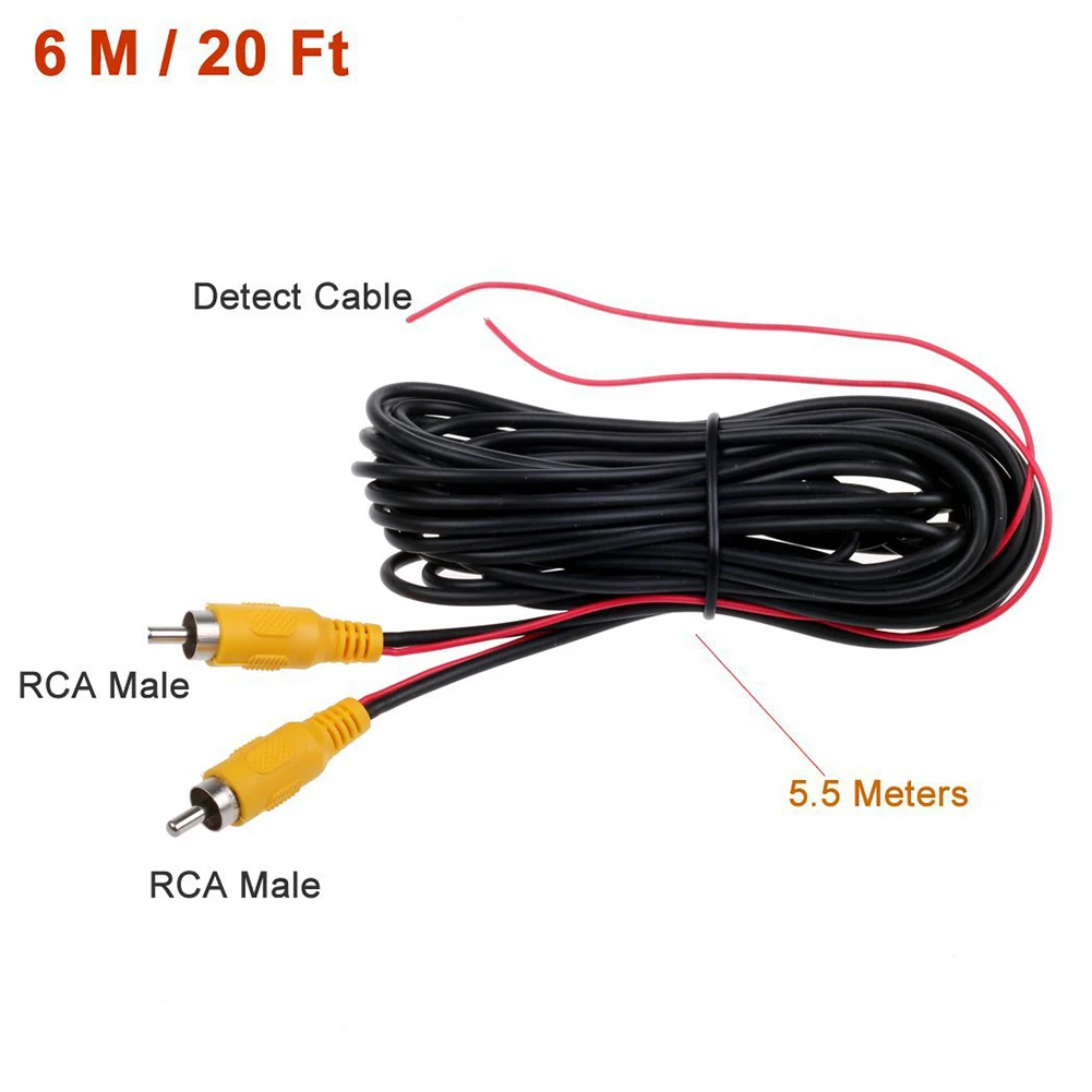 Black 12-24V 6M RCA Video Cable AV Extension Cord With Detection Wire Car Reversing Line Camera Cable RCA Male To Male
Black 12-24V 6M RCA Video Cable AV Extension Cord With Detection Wire Car Reversing Line Camera Cable RCA Male To Male