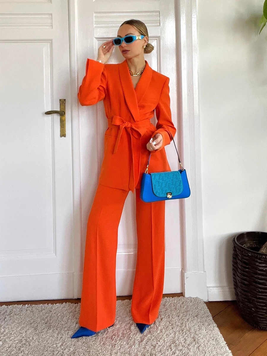 Women's Blazer Suits Autumn Solid Fashion Long Sleeve Lace-up Blazers Jackets+straight Pant Sets For Women Elegant 2 Piece Set
Women's Blazer Suits Autumn Solid Fashion Long Sleeve Lace-up Blazers Jackets+straight Pant Sets For Women Elegant 2 Piece Set