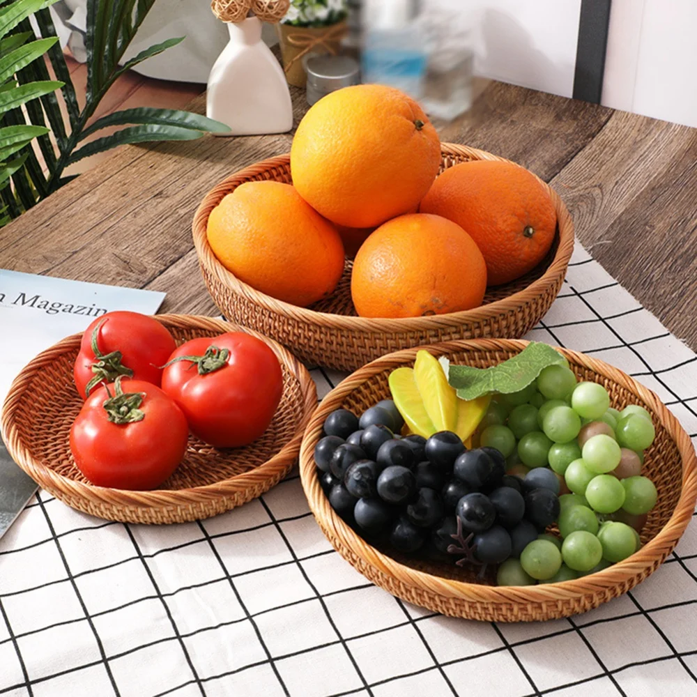Hand-woven Rattan Wicker Basket Fruit Tea Snack Bread Basket Cosmetic Round Storage Box Household Kitchen Supplies
Hand-woven Rattan Wicker Basket Fruit Tea Snack Bread Basket Cosmetic Round Storage Box Household Kitchen Supplies