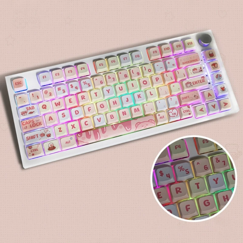 XDA PBT Keycaps Кремовая клубничная тема для 133 клавиш Набор клавиш DyeSublimation M76A 
XDA PBT Keycaps Кремовая клубничная тема для 133 клавиш Набор клавиш DyeSublimation M76A