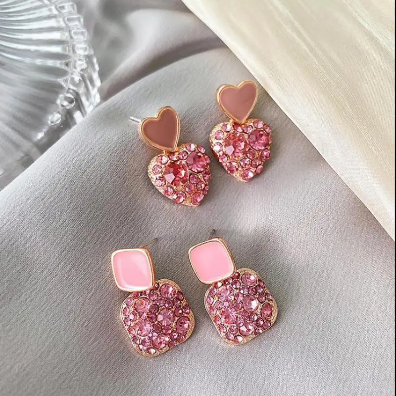PTQASP S925 Silver Needle Geometric Rhinestone Pink Square Love Earrings New Net Red Temperament Beautiful Earrings Accessories 
PTQASP S925 Silver Needle Geometric Rhinestone Pink Square Love Earrings New Net Red Temperament Beautiful Earrings Accessories