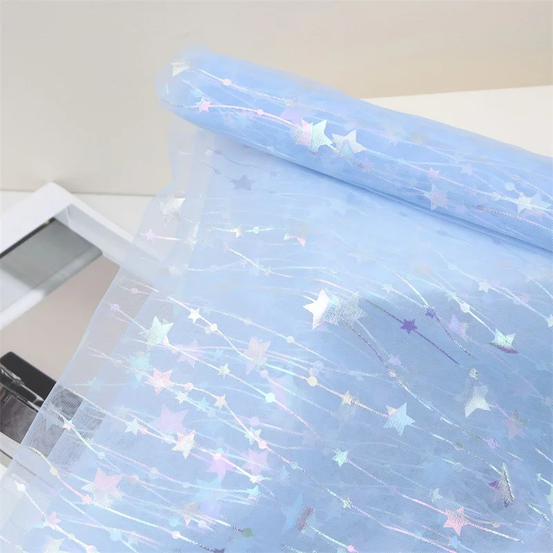 Colorful Gauze Mesh Fabric Star Transparent Holographic Wedding Dress Stage Clothing Fabric Photo Background Performance Decora
Colorful Gauze Mesh Fabric Star Transparent Holographic Wedding Dress Stage Clothing Fabric Photo Background Performance Decora