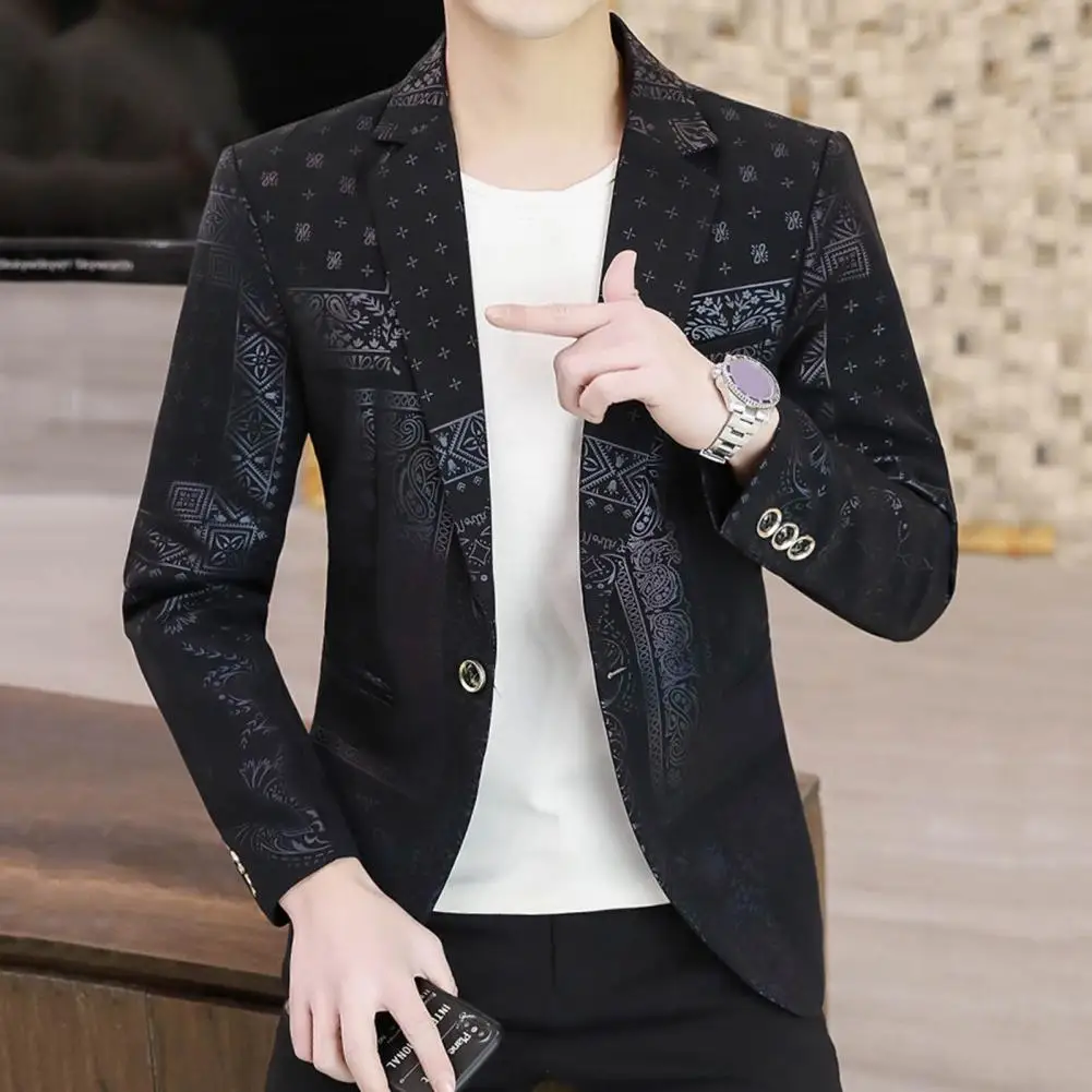Spring Autumn Men Blazer Jackets Fashion Print Turn-down Collar One Button Slim Fit Korean Style Suits for men trajes de hombre
Spring Autumn Men Blazer Jackets Fashion Print Turn-down Collar One Button Slim Fit Korean Style Suits for men trajes de hombre