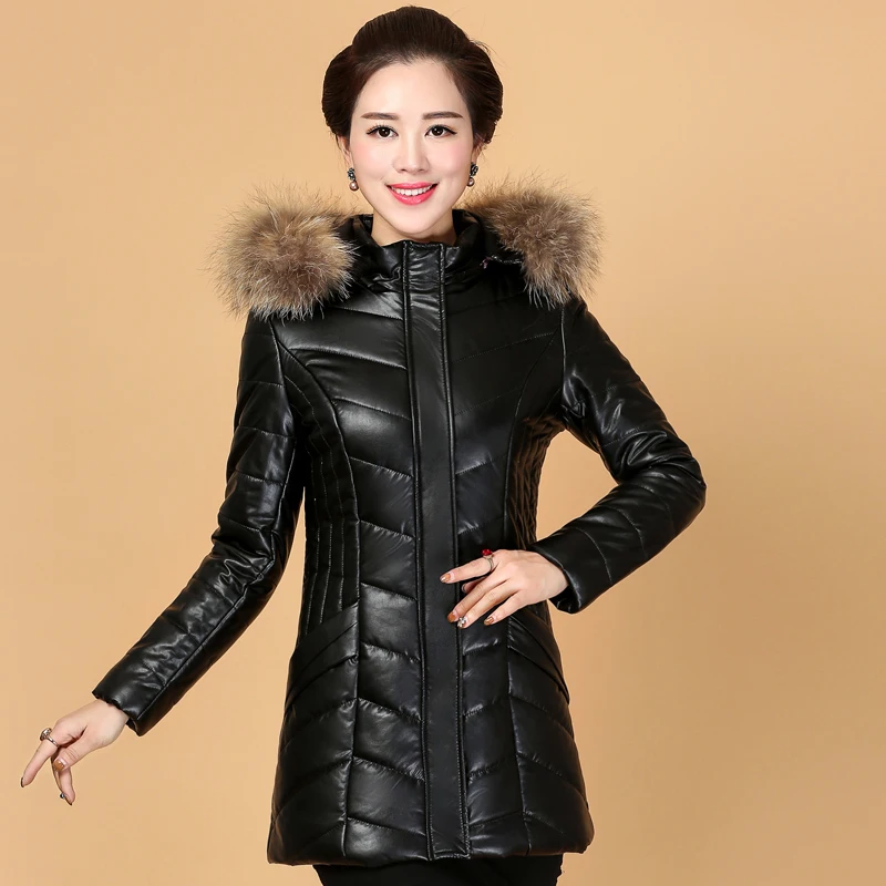 Women Winter Pu Leather Jackets Warm Parkas New Ladies Raccoon Fur Collar Cotton-padded Long Hooded Coat Female Outerwear 8XL
Women Winter Pu Leather Jackets Warm Parkas New Ladies Raccoon Fur Collar Cotton-padded Long Hooded Coat Female Outerwear 8XL