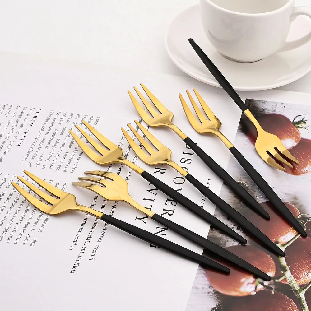 8Pcs Stainless Steel Tea Forks Black Gold Cake Fork Snack Salad Coffee Fruit Fork Mirror Cutlery Tableware Set Kitchen Utensils
8Pcs Stainless Steel Tea Forks Black Gold Cake Fork Snack Salad Coffee Fruit Fork Mirror Cutlery Tableware Set Kitchen Utensils