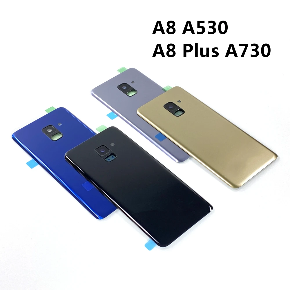 

For SAMSUNG Galaxy A8 A530 A530F A8+ Plus A730 A730F 2018 Back Glass Cover Case Battery Rear Door Housing Shell With Camera Lens