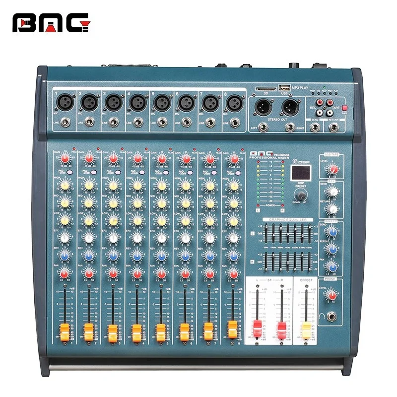 BMG PMX-802D MP3 Professional Sound System Equipment is Mixer DJ and Audio DSP for Concert
BMG PMX-802D MP3 Professional Sound System Equipment is Mixer DJ and Audio DSP for Concert