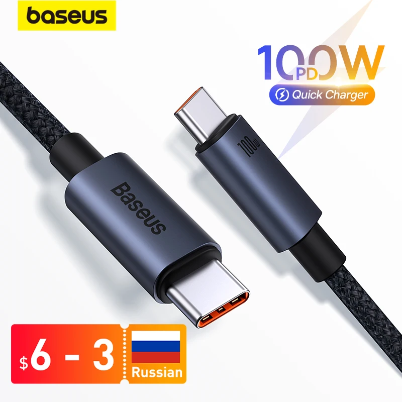 

Baseus USB Cable PD 100W USB C to Type C Fast Charger Cable for Xiaomi Samsung MacBook iPad 5A Mobile Phone Cord USB Cable TypeC