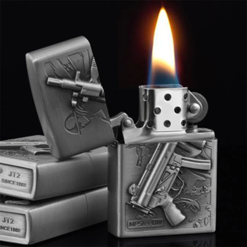 Grinding Wheel Open Flame Lighter Relief Pattern Metal Windproof Kerosene Creative Lighter Cigarettes Set For Man Smoking Gift
Grinding Wheel Open Flame Lighter Relief Pattern Metal Windproof Kerosene Creative Lighter Cigarettes Set For Man Smoking Gift