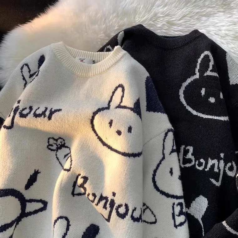 Cartoon rabbit Y2k Harajuku kawaii retro cute round neck pullover sweater pattern knitted warm loose oversized sweatshirt women
Cartoon rabbit Y2k Harajuku kawaii retro cute round neck pullover sweater pattern knitted warm loose oversized sweatshirt women