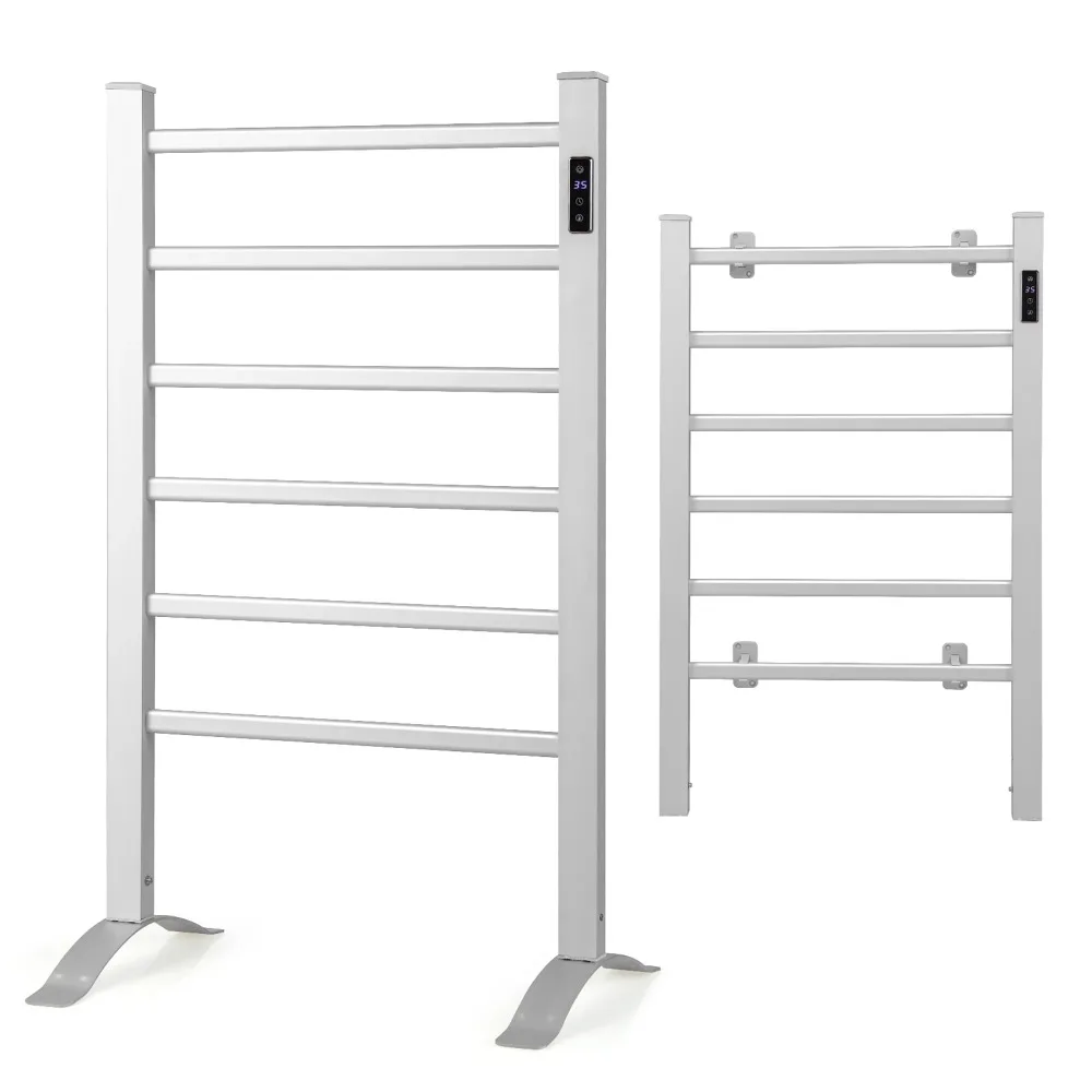 Freestanding Wall Mounted Towel Warmer 6-Bar Aluminum Heated Towel Rack W/ Timer
Freestanding Wall Mounted Towel Warmer 6-Bar Aluminum Heated Towel Rack W/ Timer