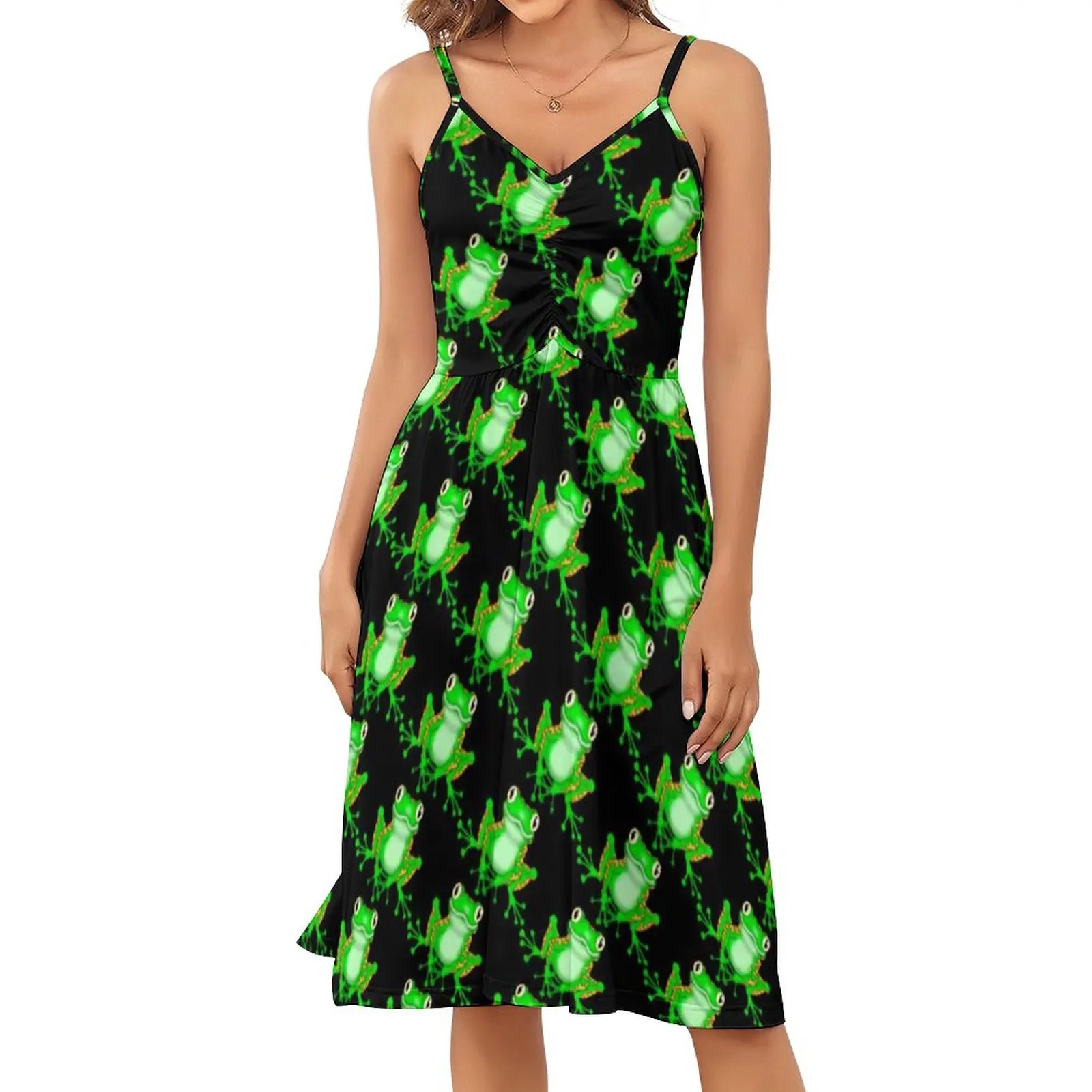 Funny Frog Pattern Dress Ladies Cute Animals Korean Fashion Casual Dress Spring Pattern Dresses Spaghetti Straps Trendy Vestido
Funny Frog Pattern Dress Ladies Cute Animals Korean Fashion Casual Dress Spring Pattern Dresses Spaghetti Straps Trendy Vestido