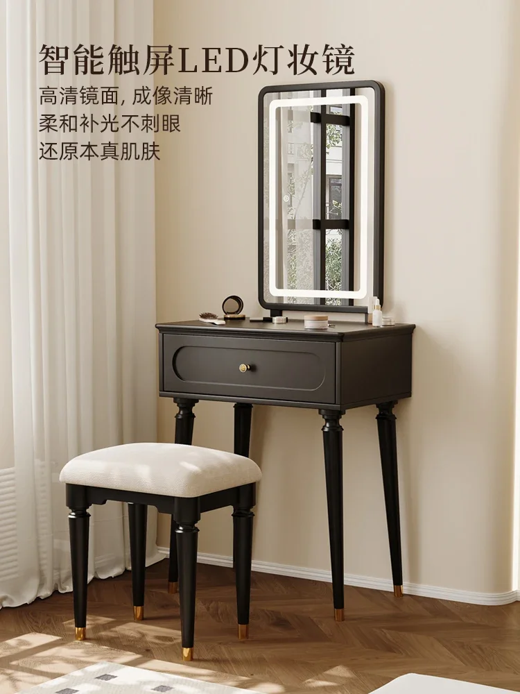 American Retro Solid Wood Dressing Table Bedroom Small Apartment Black Flip Makeup Table Chinese Ancient Style Advanced
American Retro Solid Wood Dressing Table Bedroom Small Apartment Black Flip Makeup Table Chinese Ancient Style Advanced