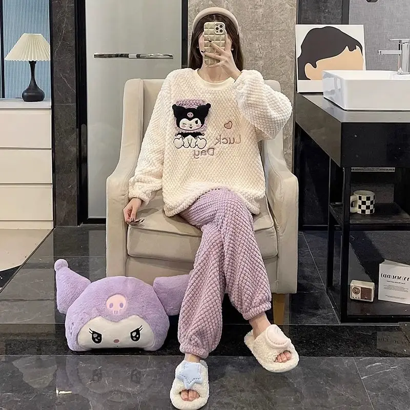 Kawaii Sanrio Kuromi Plush Household Set POCHACCO Cute Sleepwear Anime Pajamas Nightwear Cartoon Winter Warm Home Clothing Suits
Kawaii Sanrio Kuromi Plush Household Set POCHACCO Cute Sleepwear Anime Pajamas Nightwear Cartoon Winter Warm Home Clothing Suits