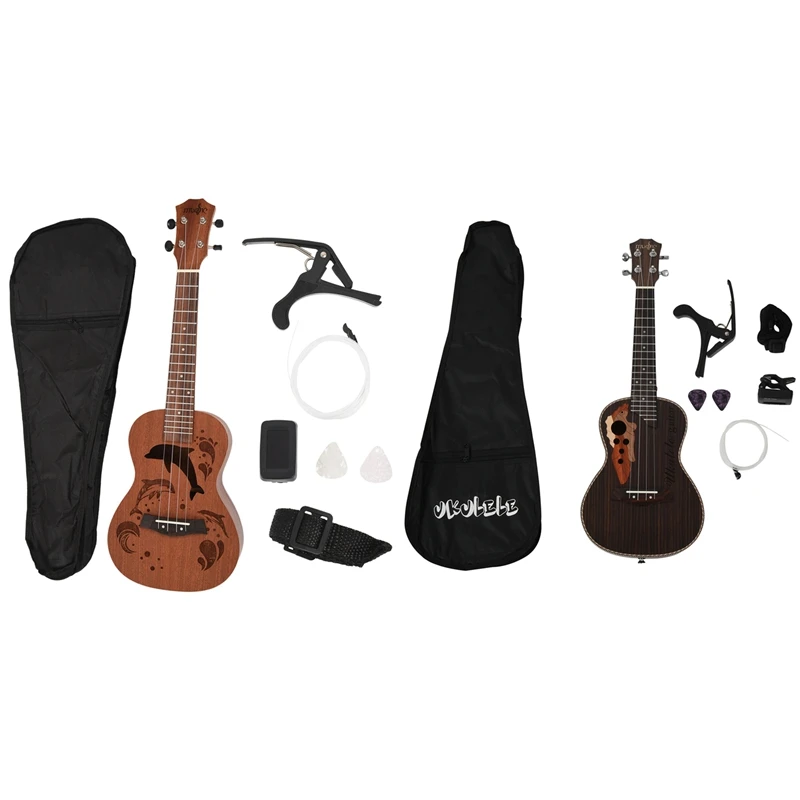2 Set Concert Ukulele Kits 23 Inch 4 Strings Acoustic Guitar with Bag Tuner Capo Strap Stings Picks for Beginner, A & B
2 Set Concert Ukulele Kits 23 Inch 4 Strings Acoustic Guitar with Bag Tuner Capo Strap Stings Picks for Beginner, A & B