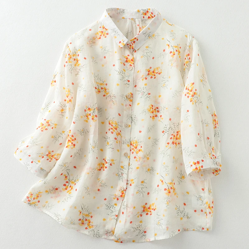 2023 New Arrival Thin Light Soft Cotton Blend Print Floral Prairie Chic Loose Summer Blouse shirts Fashion Women Casual Blouse
2023 New Arrival Thin Light Soft Cotton Blend Print Floral Prairie Chic Loose Summer Blouse shirts Fashion Women Casual Blouse