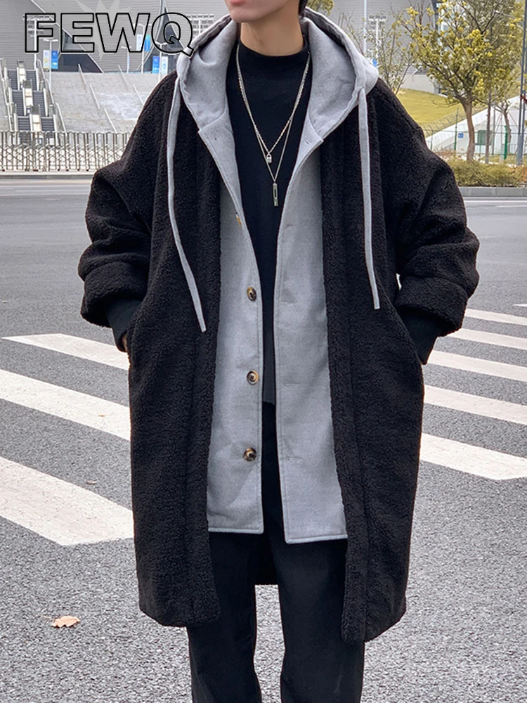 FEWQ 2022 Autumn New Men's Lamb Wool Windbreaker Fake Two-piece Splicing Hooded Contrast Color Male Long Trench Fashion 24A1083
FEWQ 2022 Autumn New Men's Lamb Wool Windbreaker Fake Two-piece Splicing Hooded Contrast Color Male Long Trench Fashion 24A1083