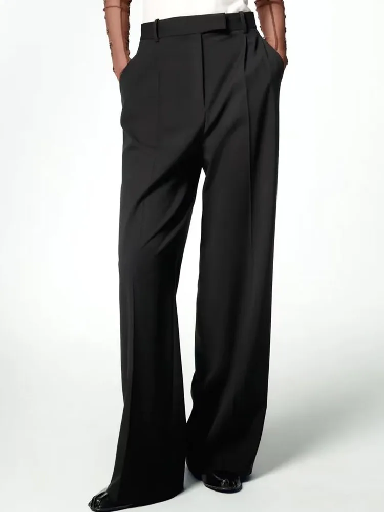 New women's 2023 high waist pants with front pleated decoration and front pocket pleated high waist wide leg pants
New women's 2023 high waist pants with front pleated decoration and front pocket pleated high waist wide leg pants