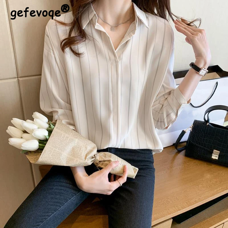 Spring Summer 2023 Korean Fashion Vintage Chic Striped Button Up Shirt Women's Casual Simple Loose Long Sleeve Blouse Top Blusas
Spring Summer 2023 Korean Fashion Vintage Chic Striped Button Up Shirt Women's Casual Simple Loose Long Sleeve Blouse Top Blusas