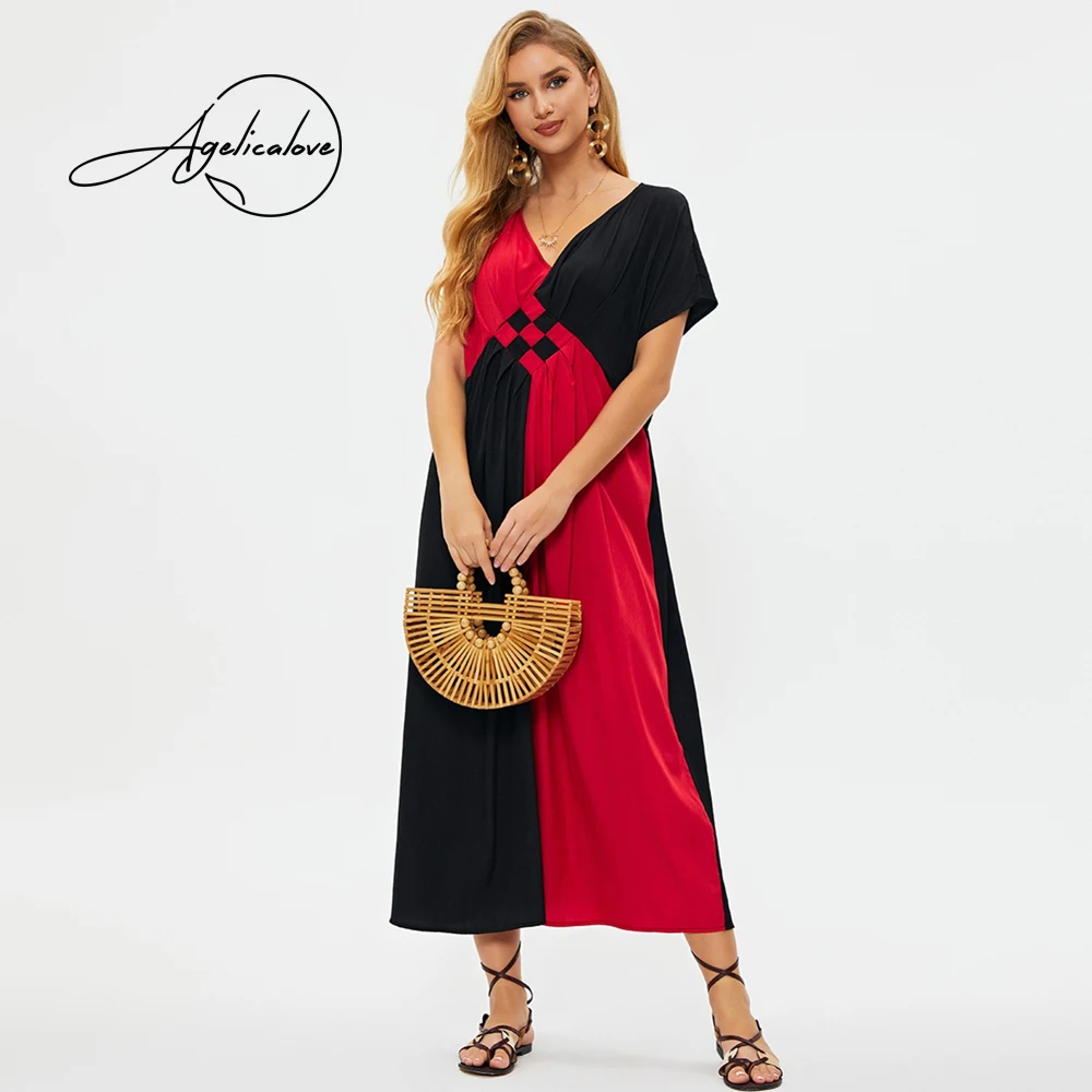 AGELICALOVE Casual Pullover Patchwork Dress Bikini Cover Up Beach Wear Robe Women Contrast Color Swimsuit Smock 
AGELICALOVE Casual Pullover Patchwork Dress Bikini Cover Up Beach Wear Robe Women Contrast Color Swimsuit Smock