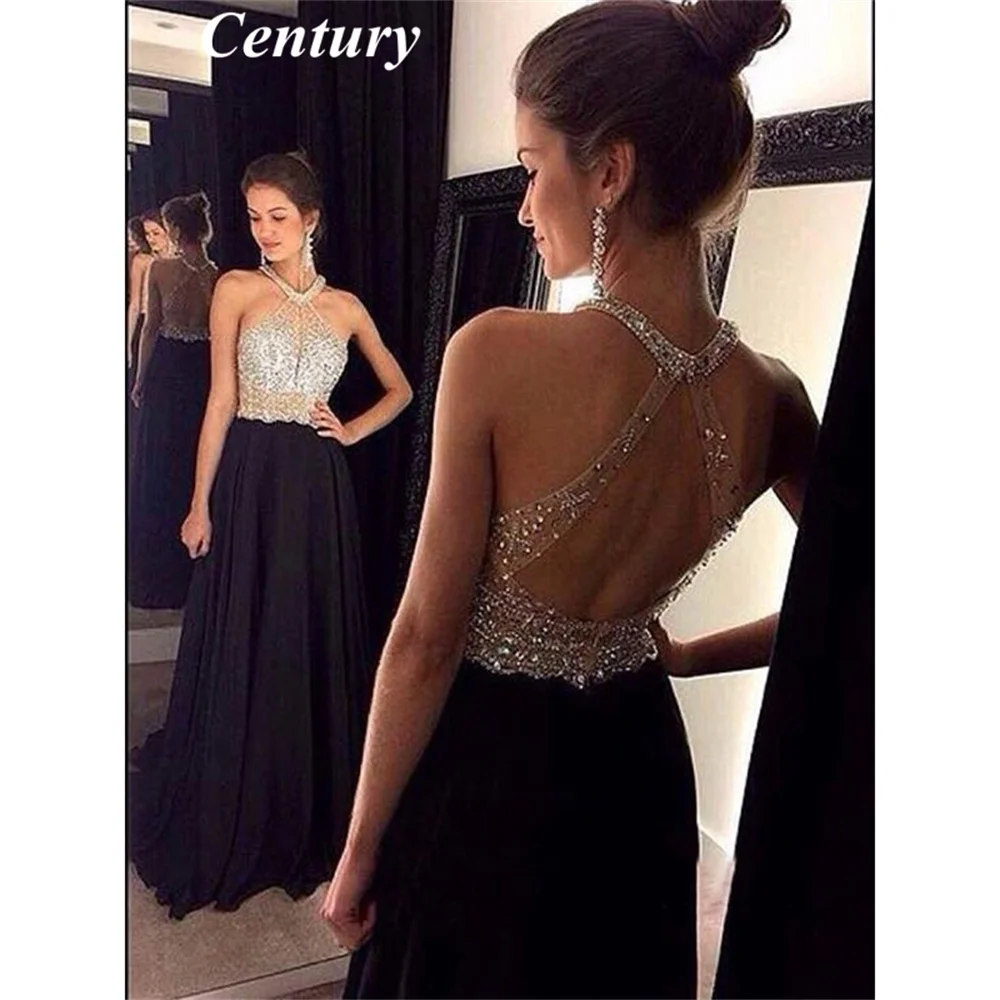 Brush Train Prom Gowns Black Halter Prom Dress With Beading Party Dress For Wedding платье на выпускной Tulle Evening dresses
Brush Train Prom Gowns Black Halter Prom Dress With Beading Party Dress For Wedding платье на выпускной Tulle Evening dresses