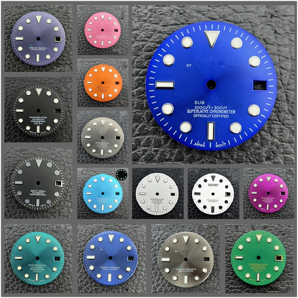 

SUB NH35 Dial S Logo Skx007 Dials Green Luminous for Nh35 Movement Nh36 Dial Watches Dial Nh 35 Watch Accessories Nh35 Dial Blue