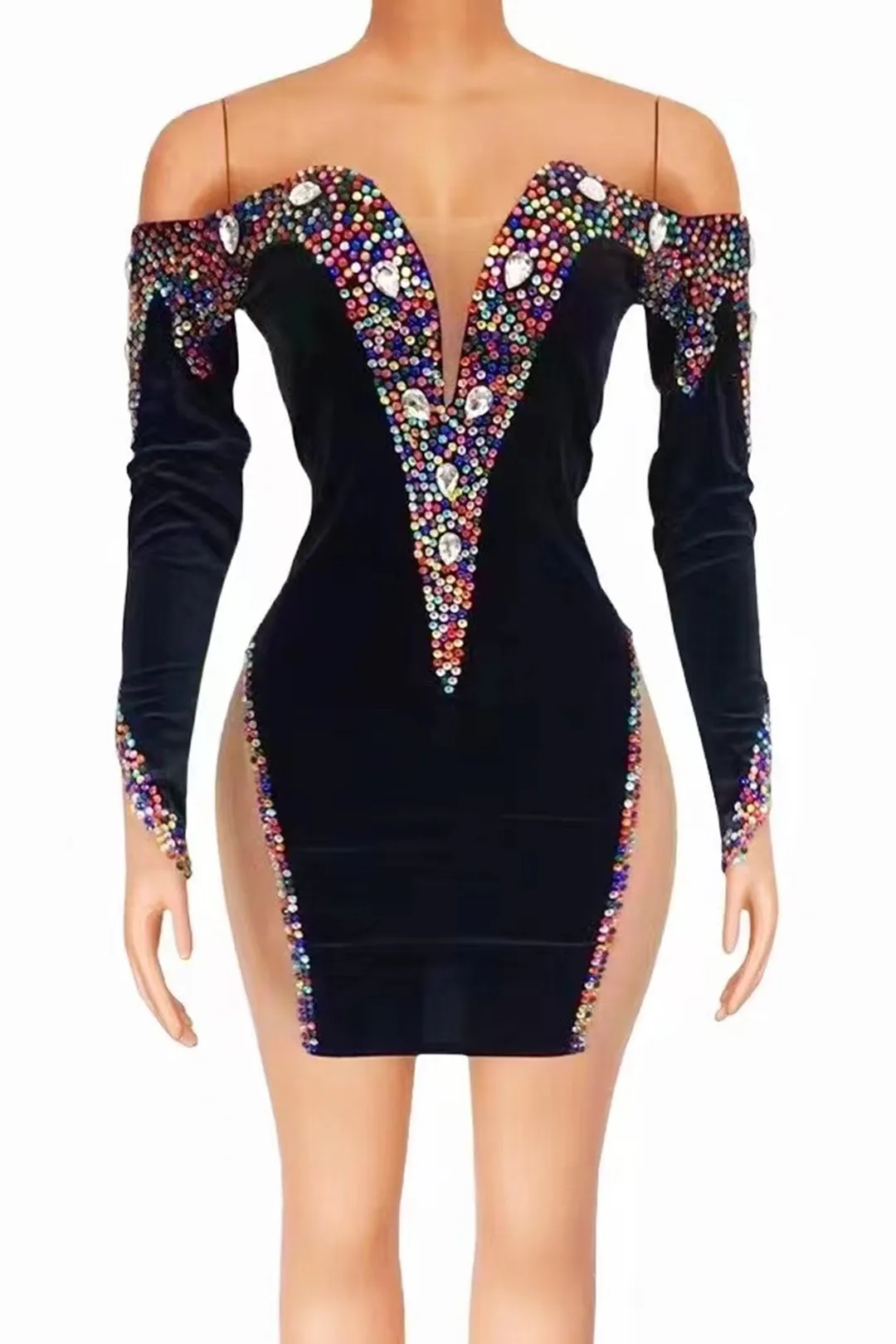 Multi-color Rhinestone Black Short Dress Evening Birthday Celebrate Prom Party Costume Women Dancer Sexy Show Dress
Multi-color Rhinestone Black Short Dress Evening Birthday Celebrate Prom Party Costume Women Dancer Sexy Show Dress