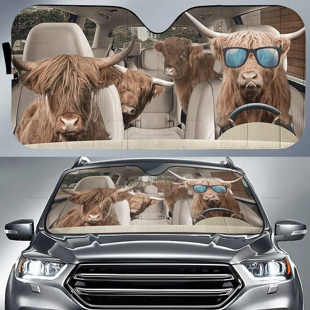 Funny Highland Cattle Family Driving in Summer Farm Animal Lover Car Sunshade Windshield Window, Gift for Farmer, Car Windshield
Funny Highland Cattle Family Driving in Summer Farm Animal Lover Car Sunshade Windshield Window, Gift for Farmer, Car Windshield