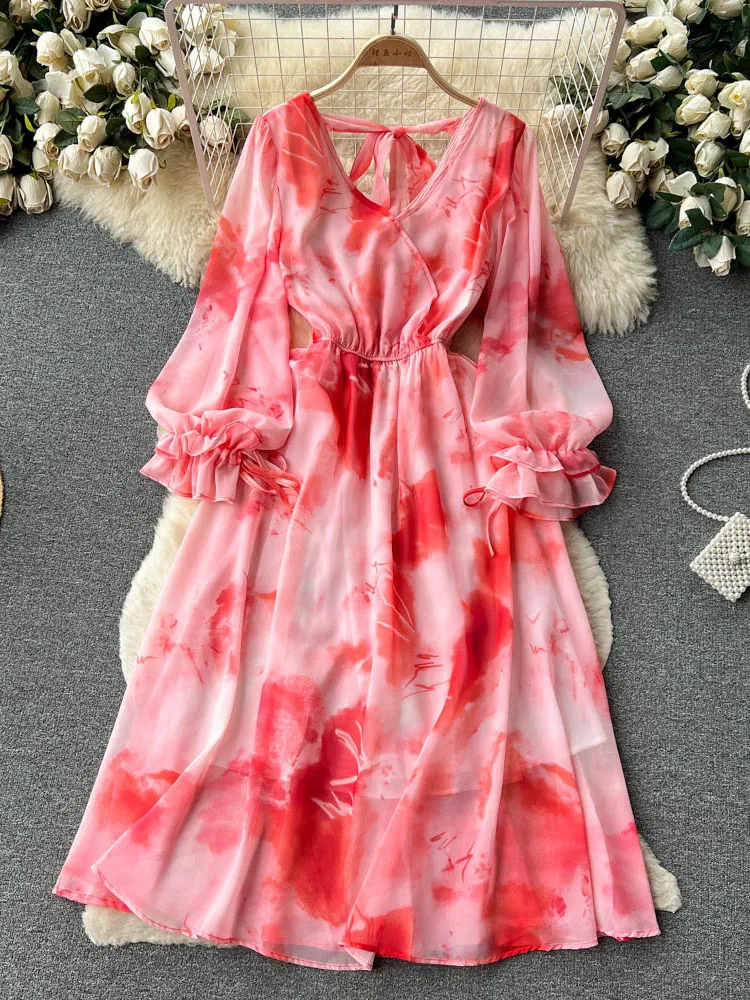 Women Spring Dress Korean Version Gentle V-neck Halo Dye New Style Temperament French Waist Waist Slim Elegant Dress D3807
Women Spring Dress Korean Version Gentle V-neck Halo Dye New Style Temperament French Waist Waist Slim Elegant Dress D3807