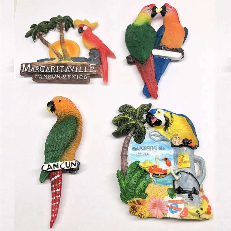 

Дорожные сувениры из Мексики, магнит на холодильник, 3D резиновый попугай, Мультяшные животные, магнитная наклейка на холодильник, аксессуар...